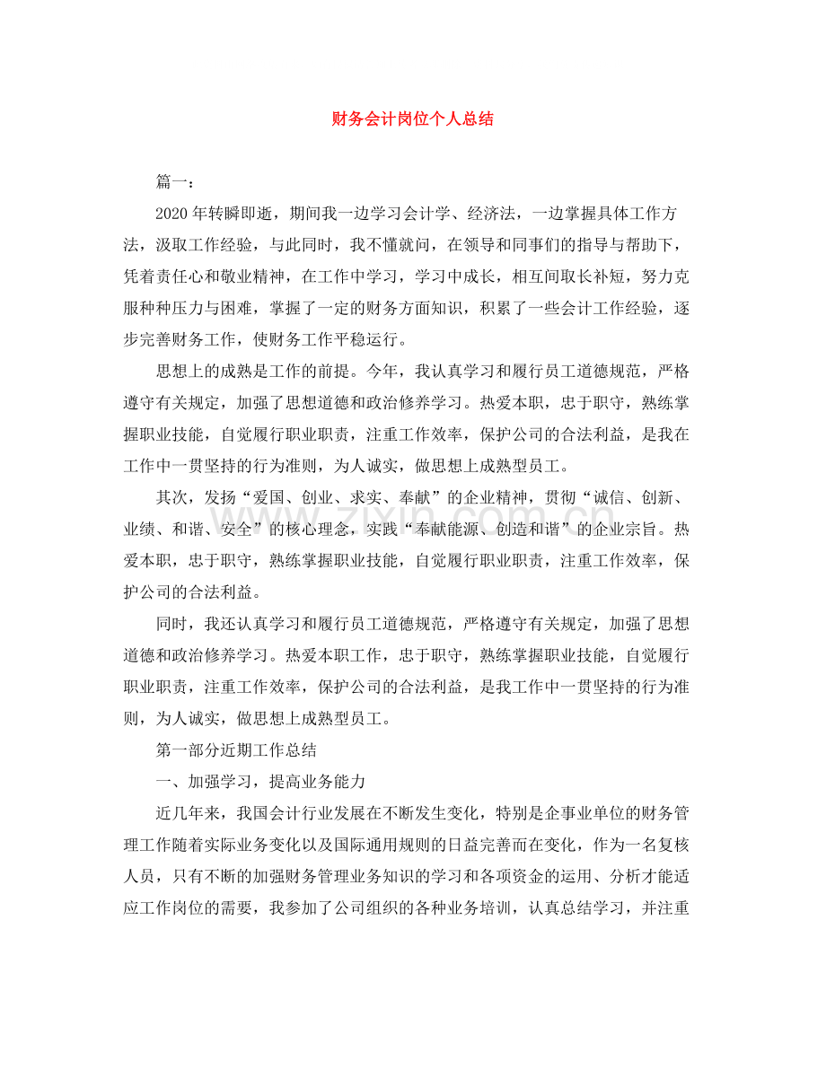财务会计岗位个人总结.docx_第1页