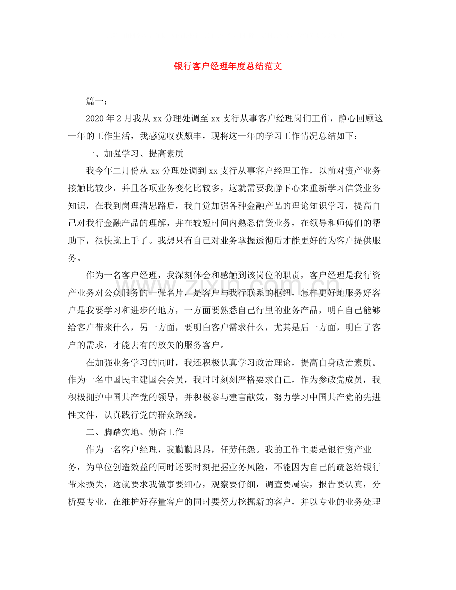 银行客户经理年度总结范文.docx_第1页