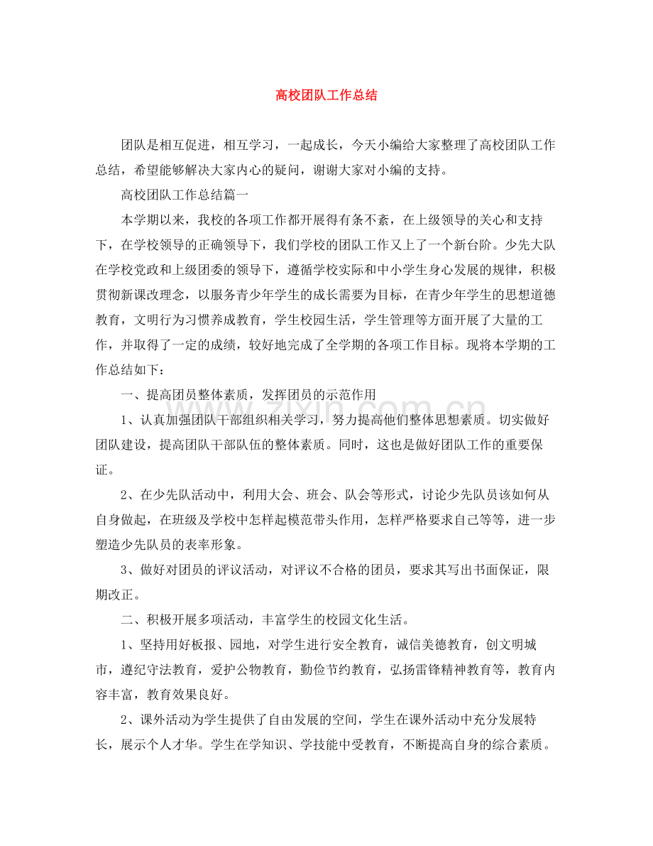 高校团队工作总结.docx_第1页