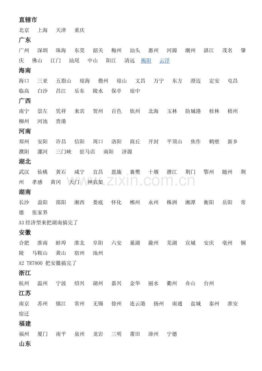 全国城市明细.doc_第1页