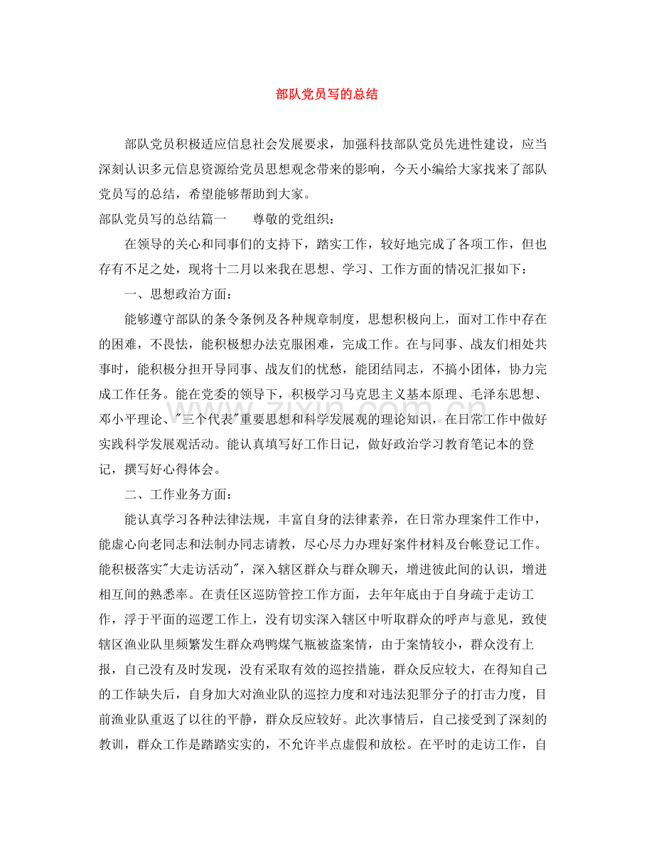 部队党员写的总结.docx_第1页
