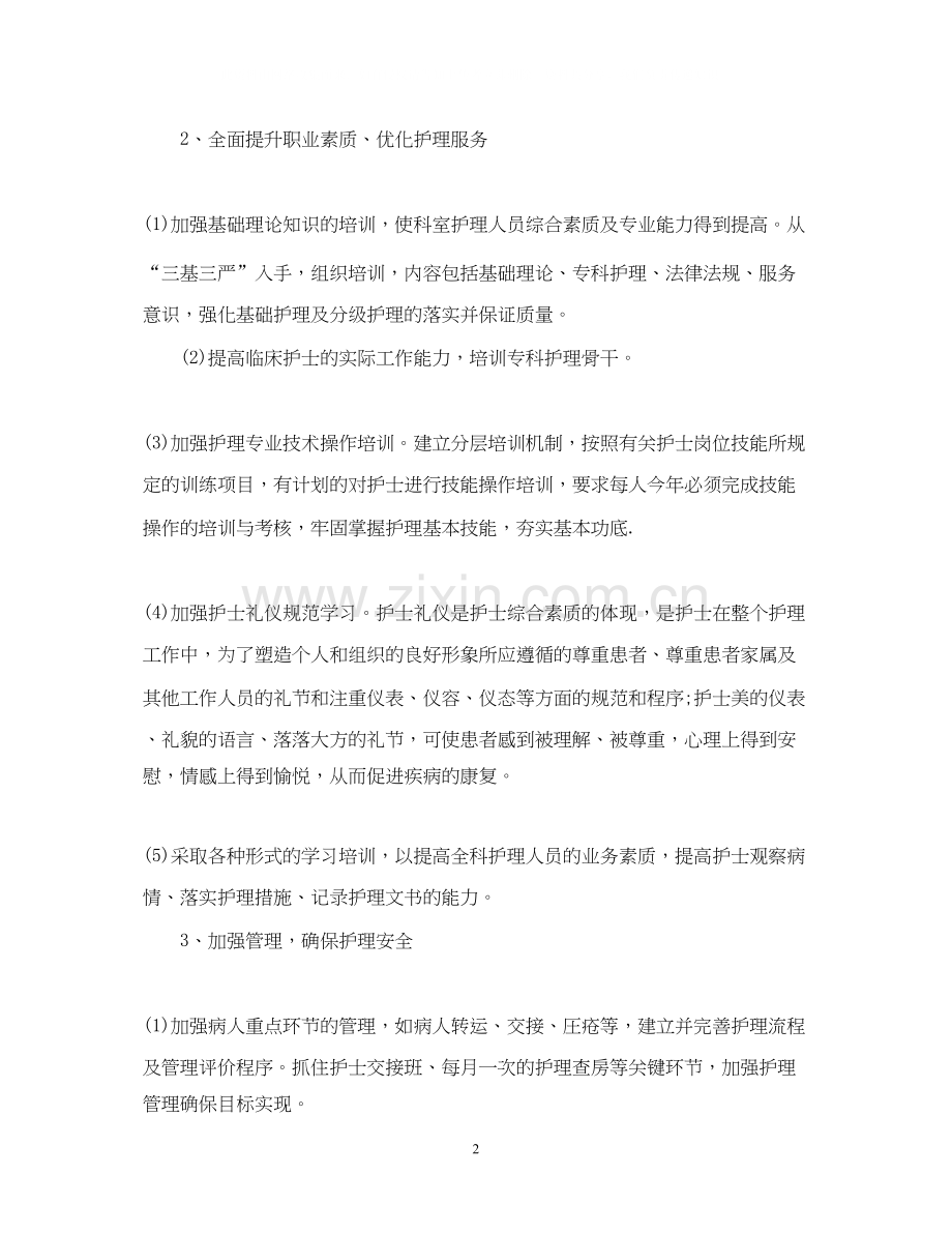 优质护理工作计划范文2.docx_第2页