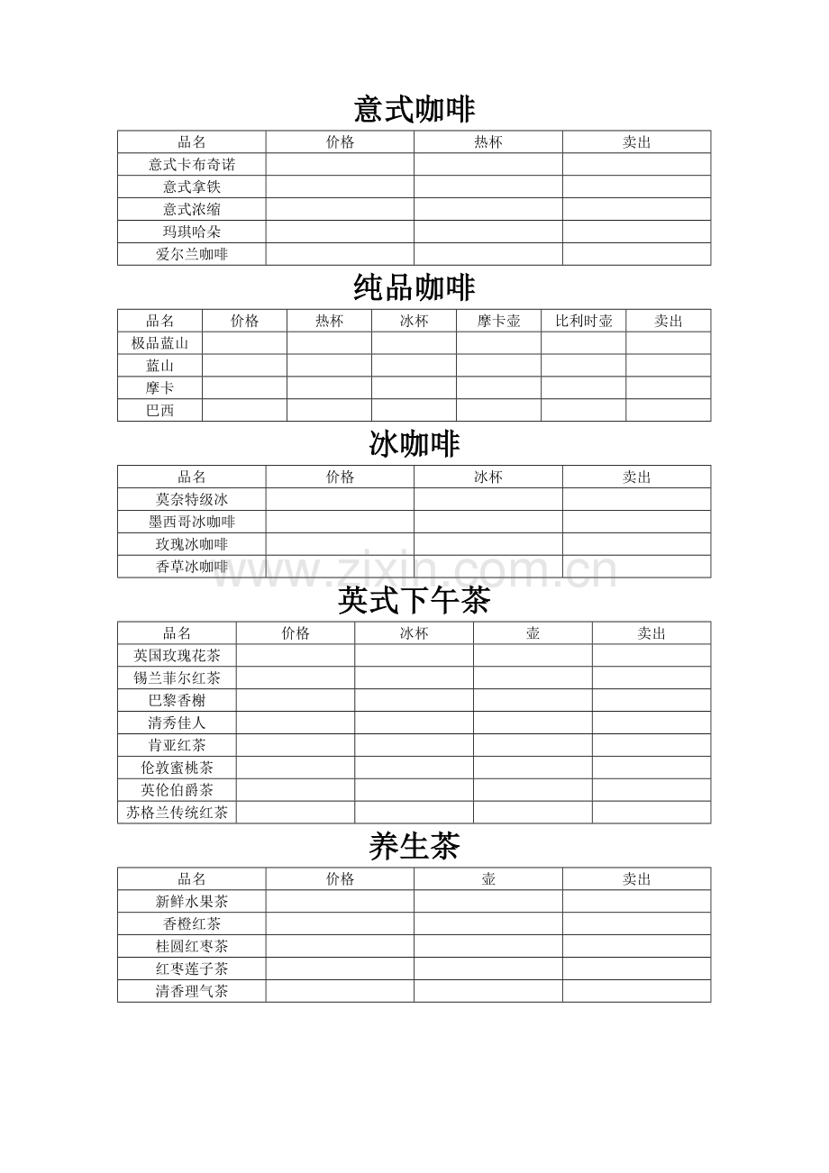 酒吧出品月报表.doc_第1页