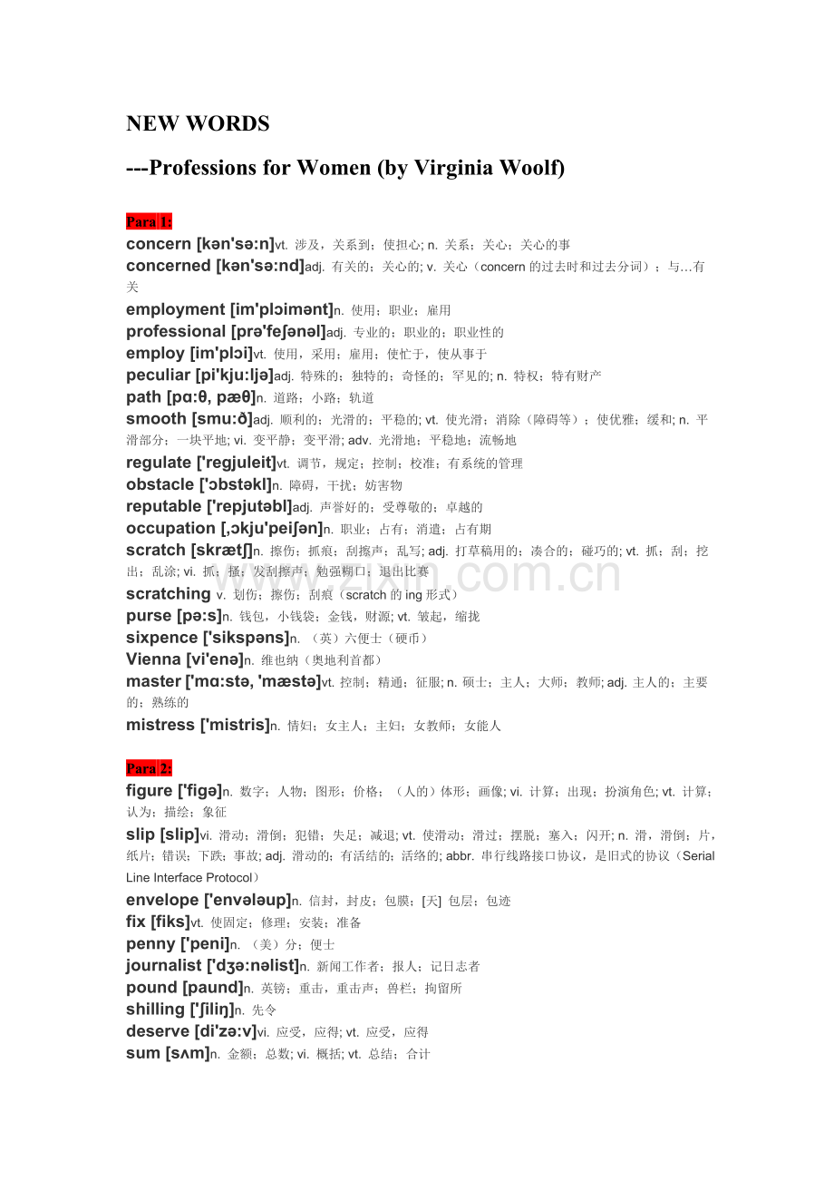 NEW WORDS---Professions for Women.doc_第1页