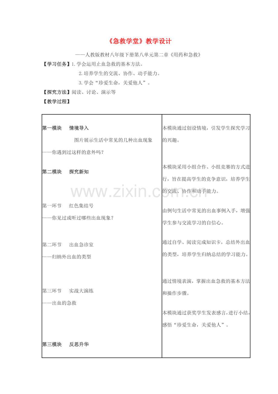 八年级生物下册 第八单元 第二章 用药和急救 本章复习测试急救学堂 人教新课标版.doc_第1页