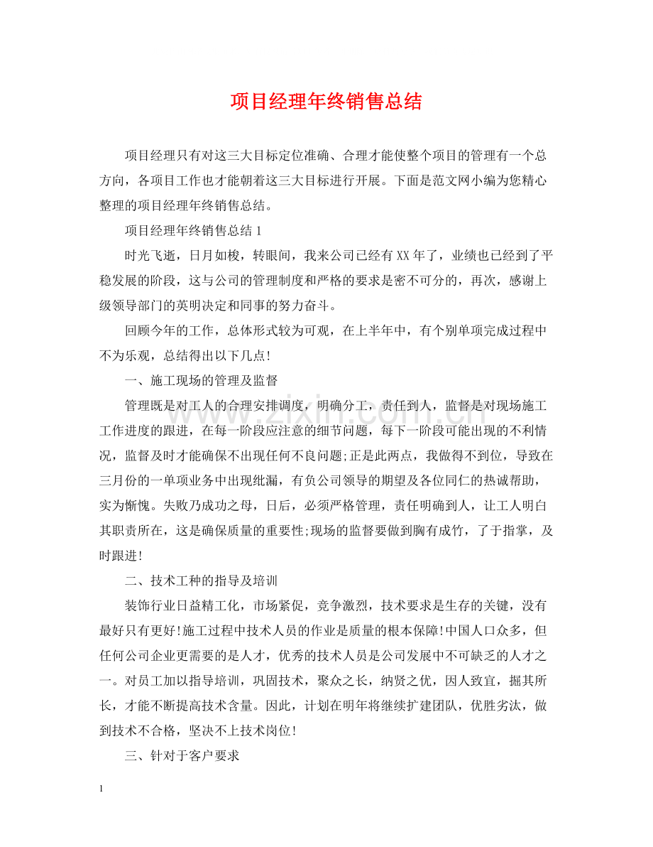 项目经理年终销售总结.docx_第1页
