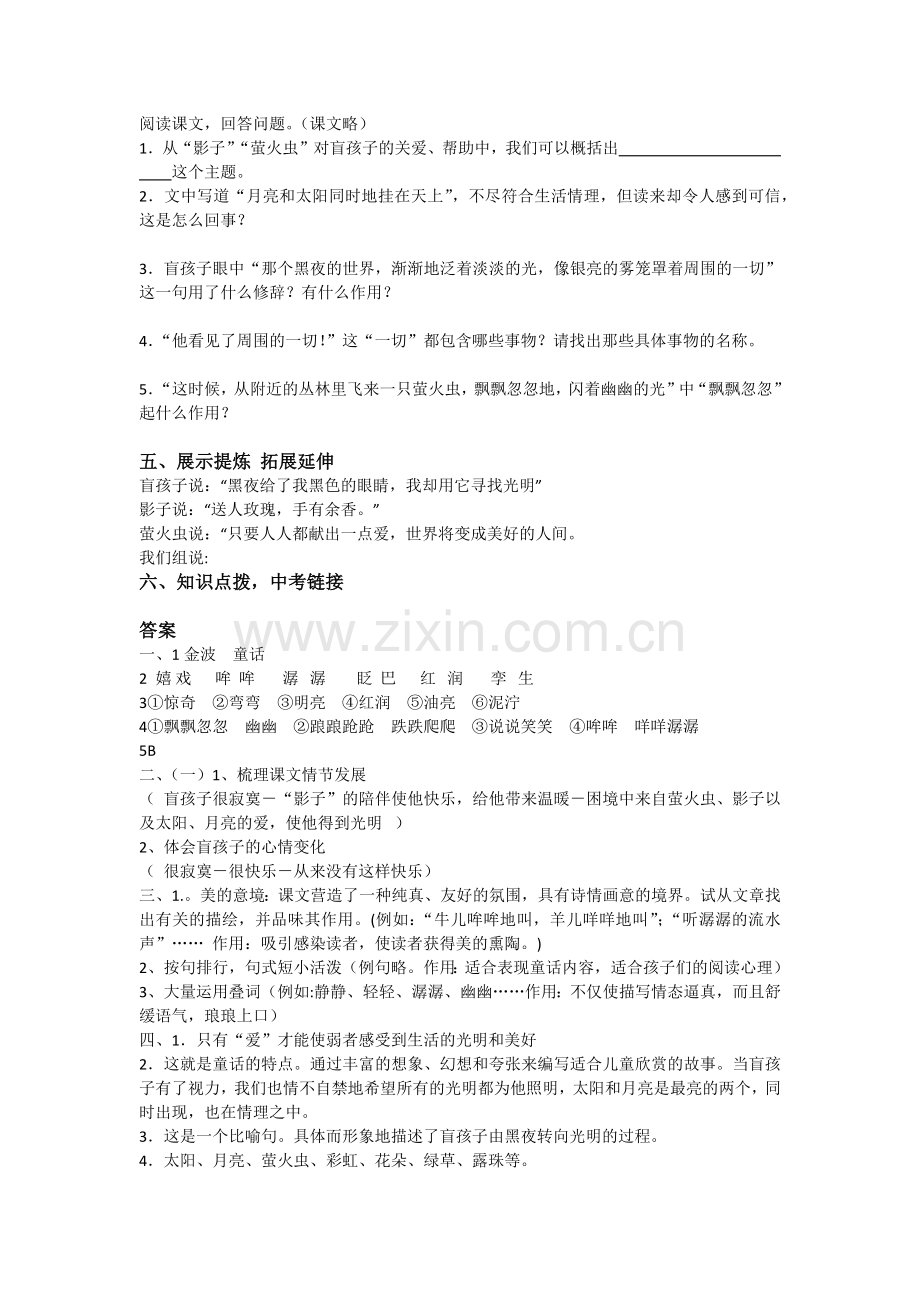 【名师原创】《盲孩及他影子》学案.docx_第2页