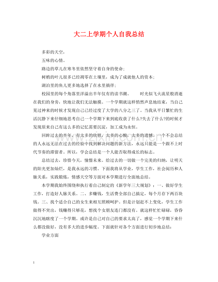 大二上学期个人自我总结.docx_第1页