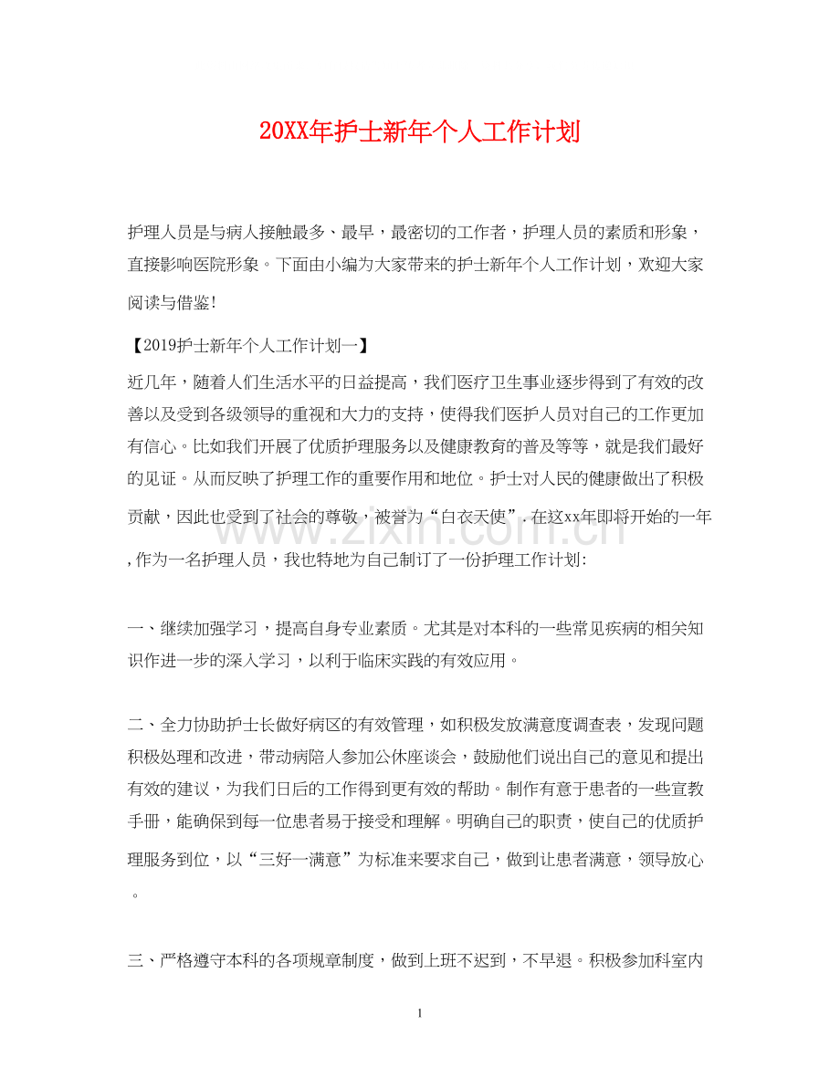 护士新年个人工作计划2.docx_第1页