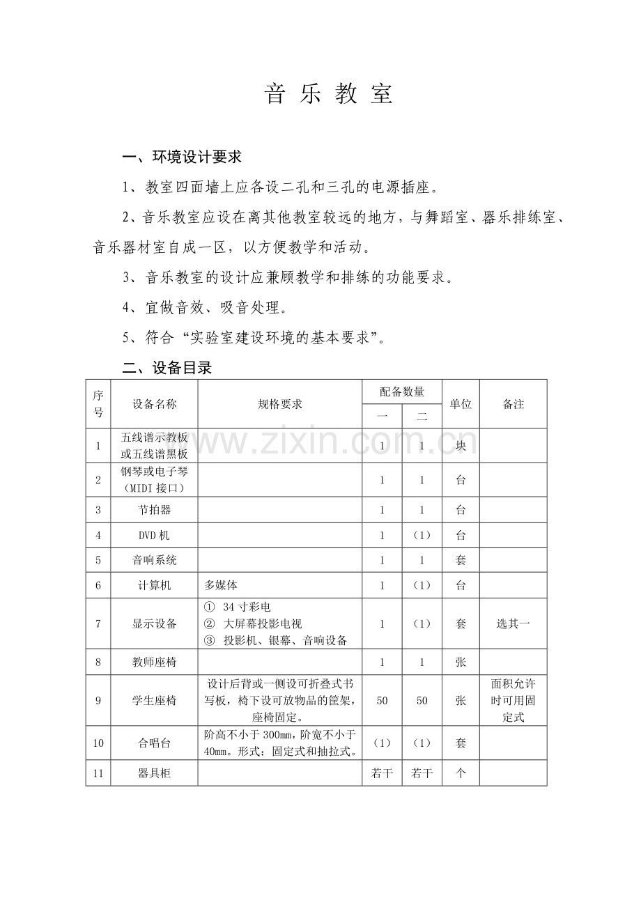 音乐、美术教室配备要求.doc_第1页