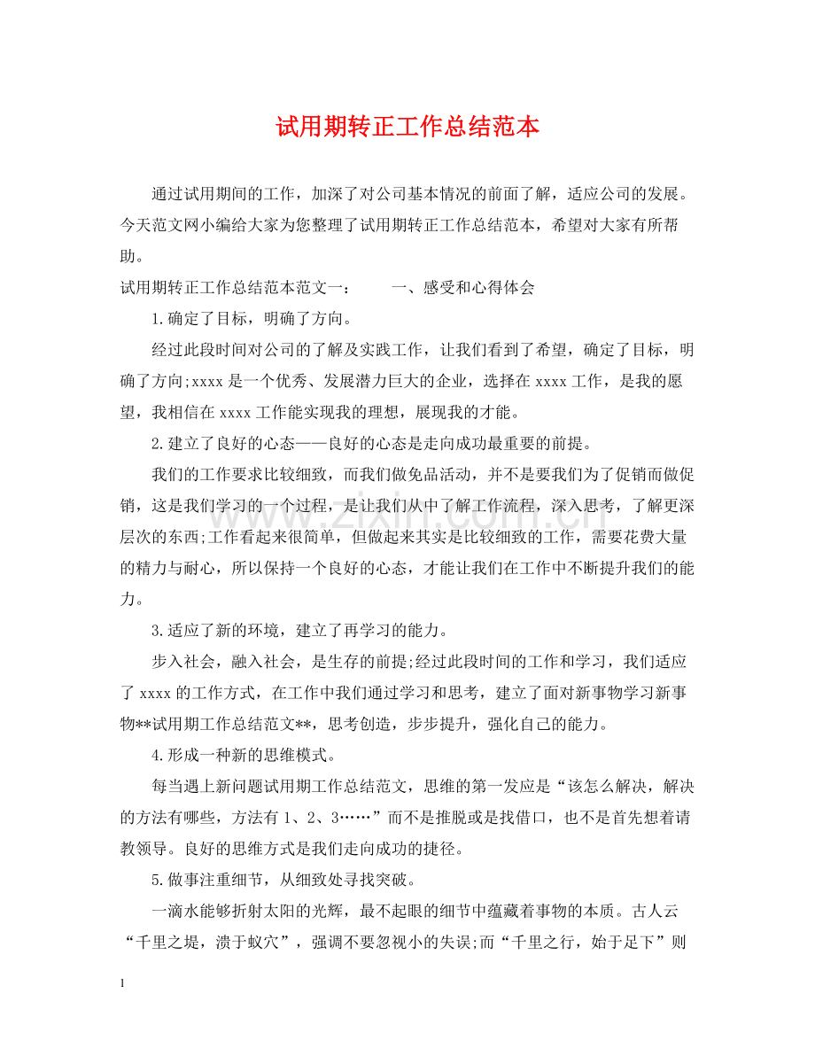 试用期转正工作总结范本.docx_第1页
