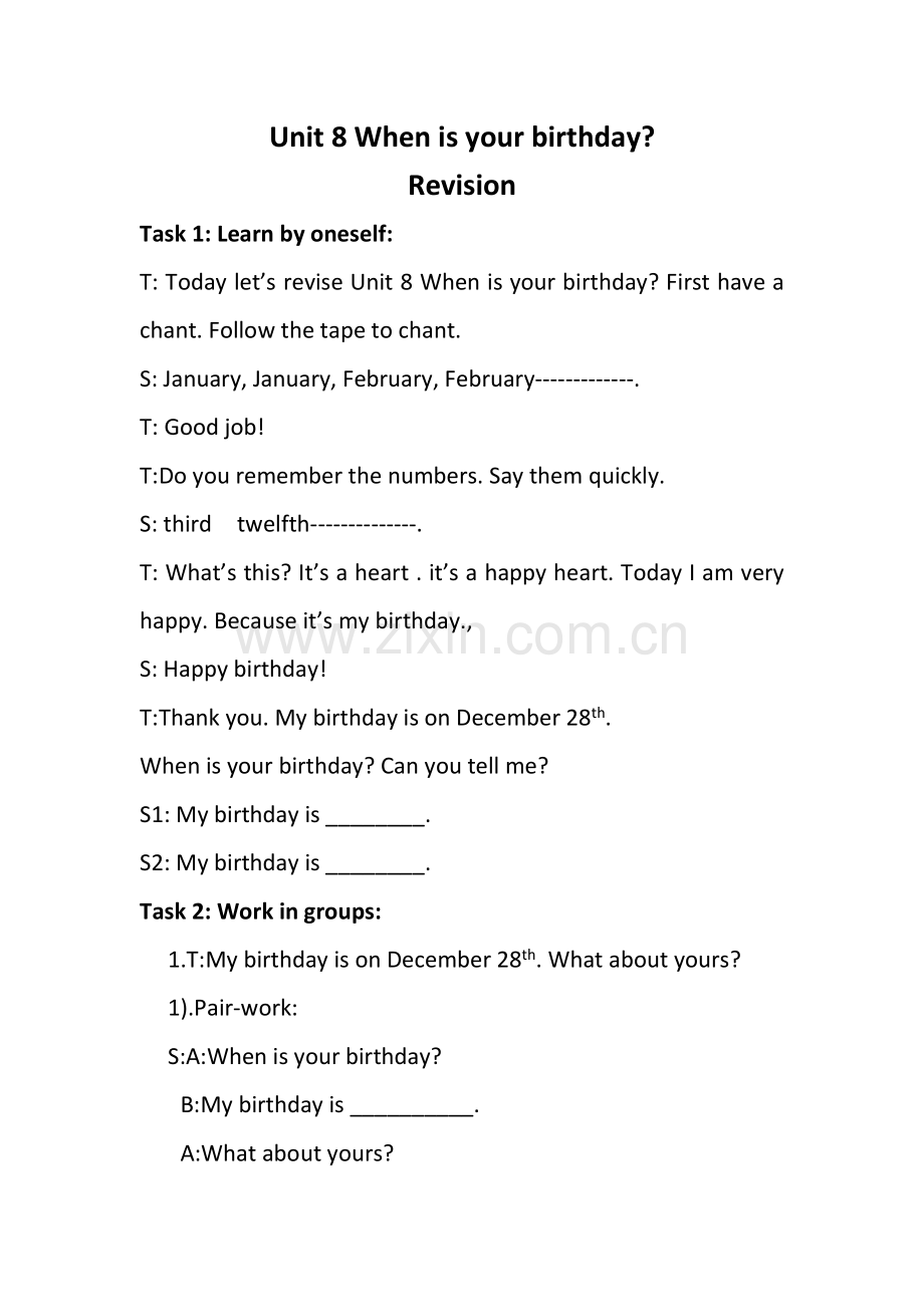 Unit8Whenisyourbirthday-课堂实录.doc_第1页