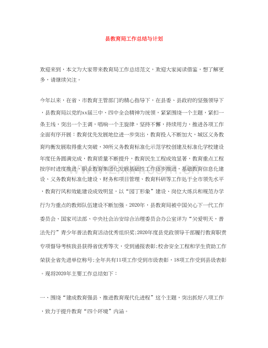 县工作总结与计划.docx_第1页