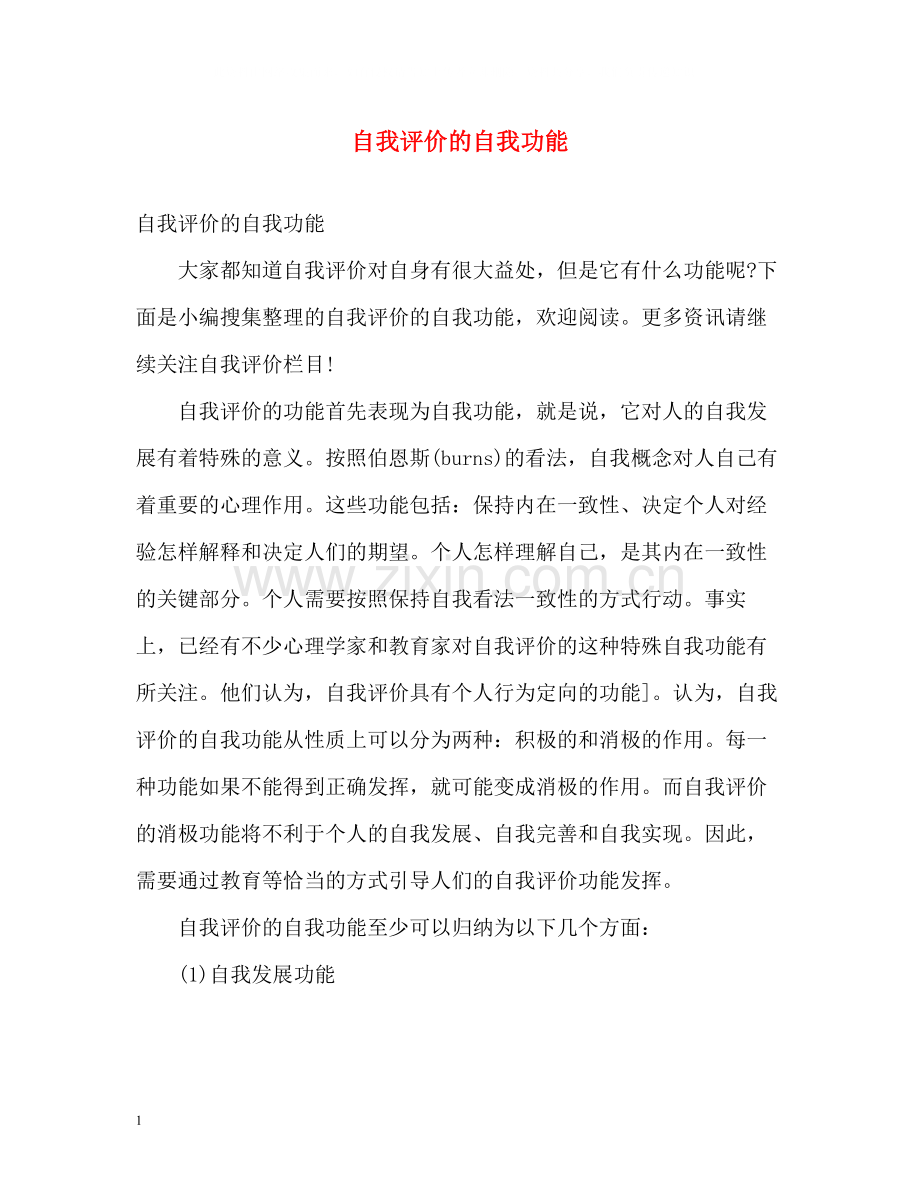 自我评价的自我功能.docx_第1页