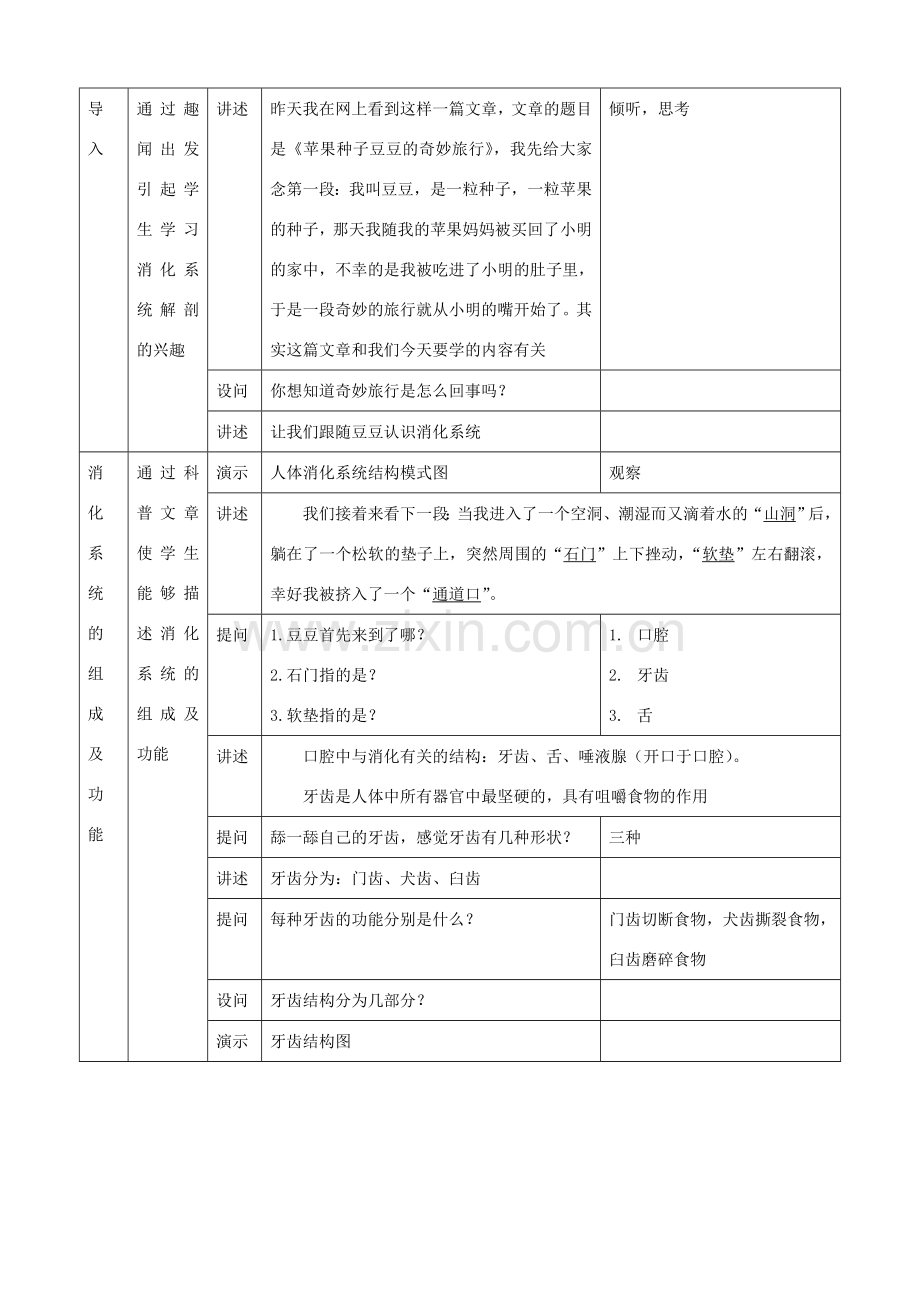 七年级生物上册 4.2《人和动物的营养》（第2课时）教案 北京课改版.doc_第2页