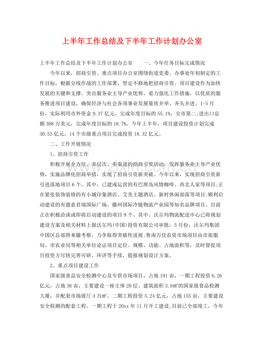 上半2020年工作总结及下半年工作计划办公室 .docx_第1页