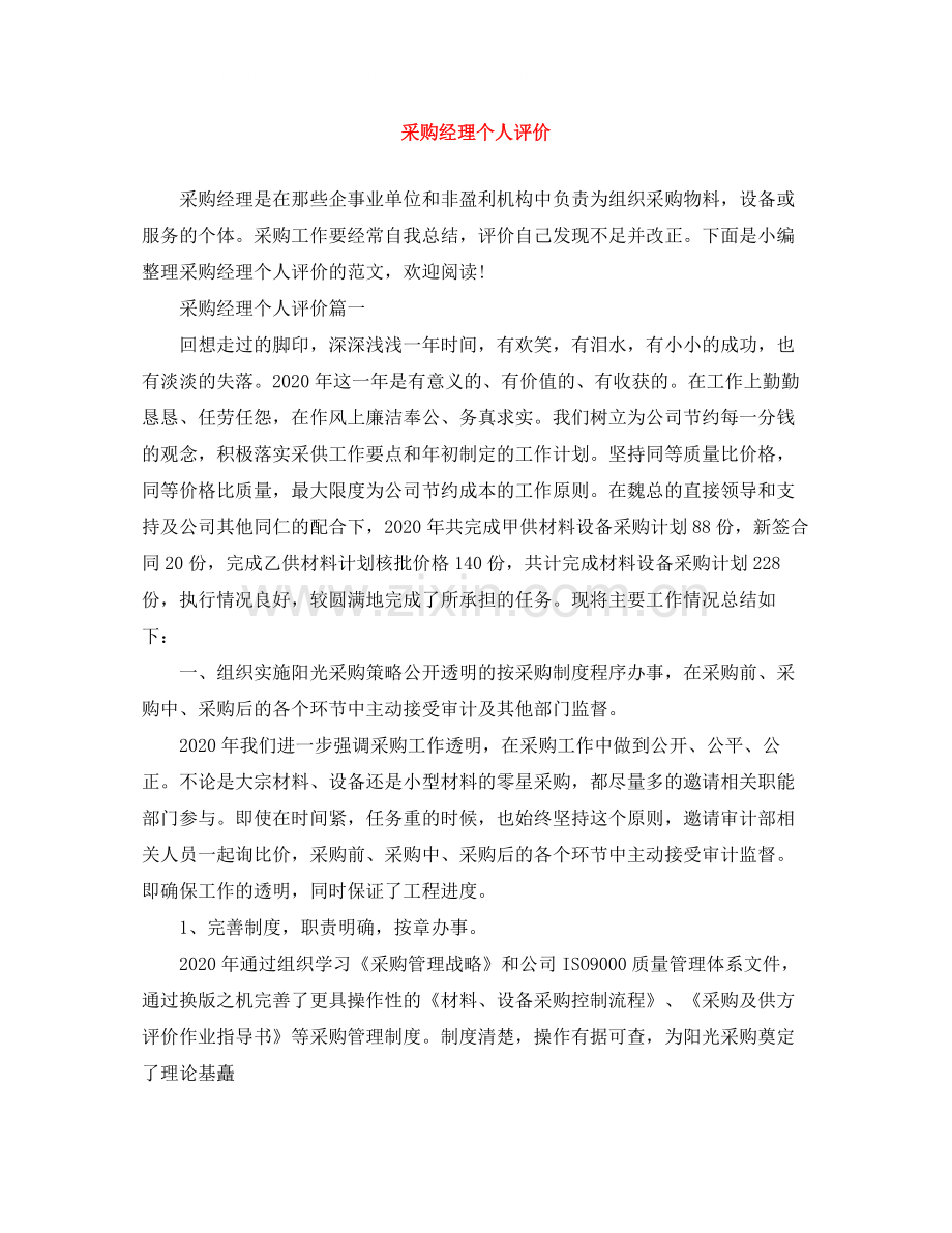 采购经理个人评价.docx_第1页