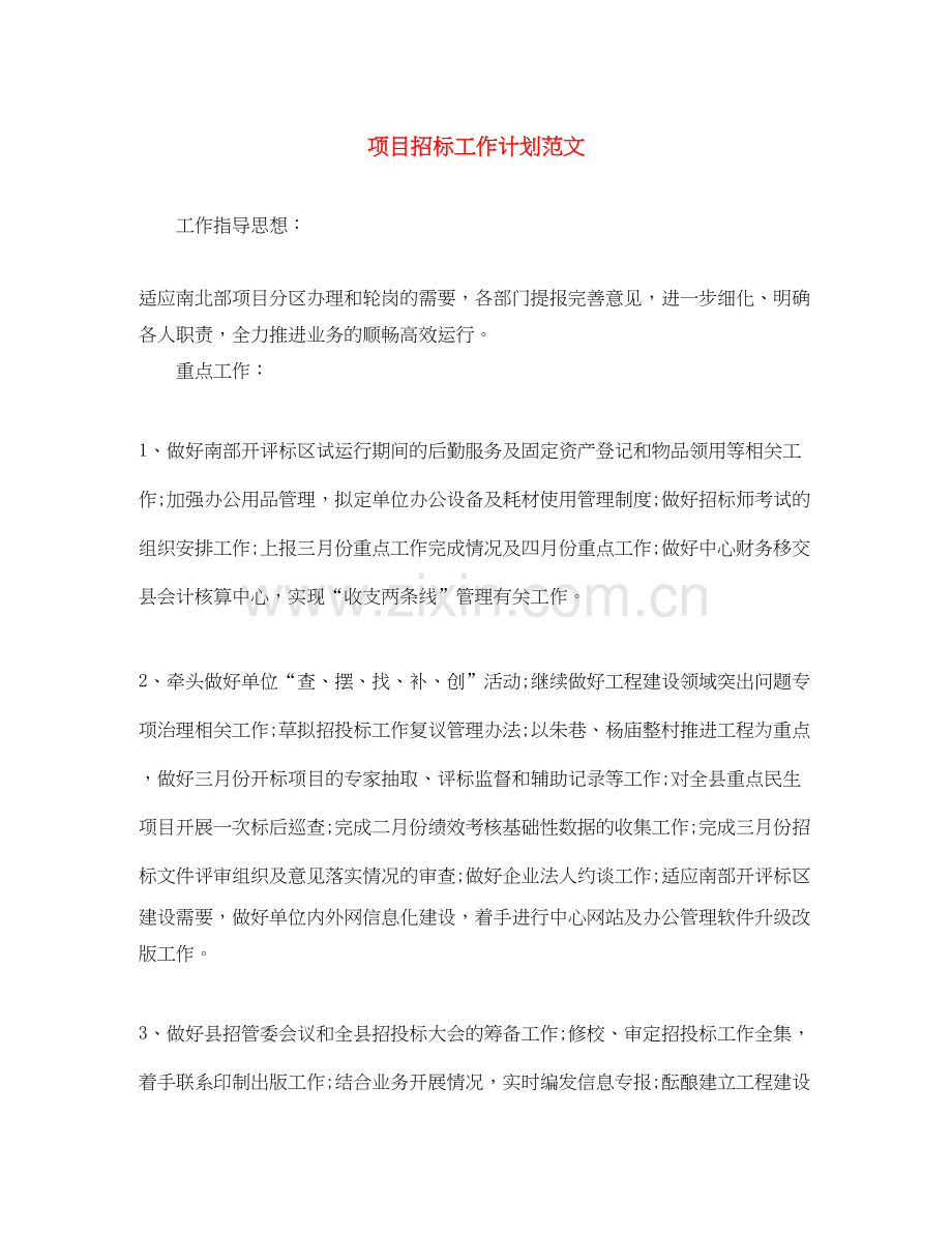 项目招标工作计划范文2.docx_第1页
