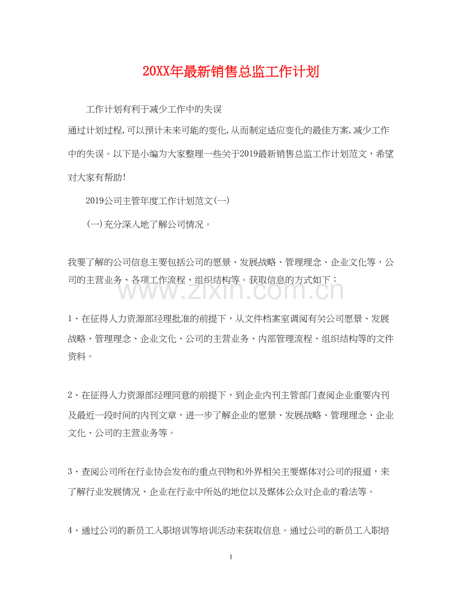 销售总监工作计划3.docx_第1页