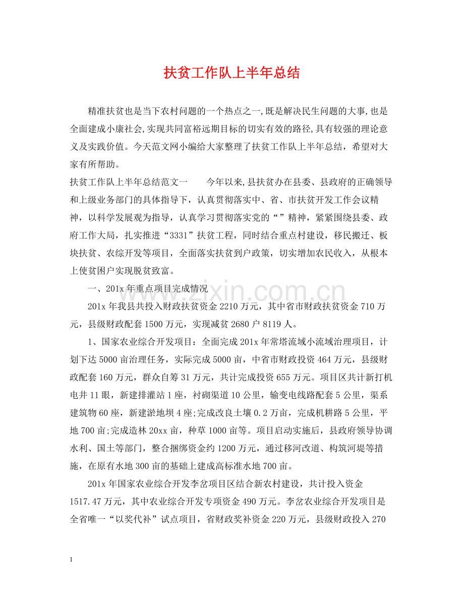 扶贫工作队上半年总结.docx_第1页