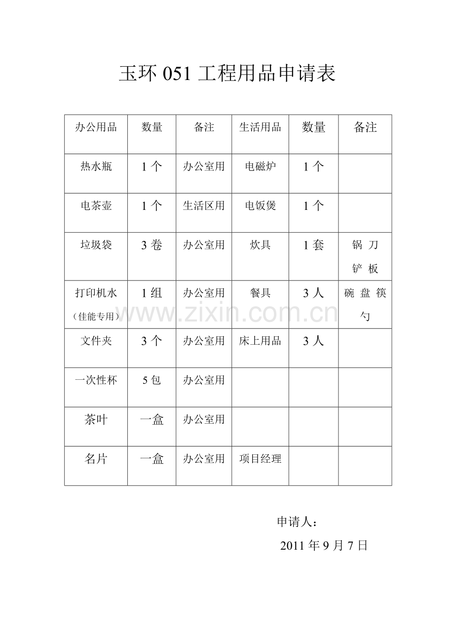 办公物品申请表.doc_第1页