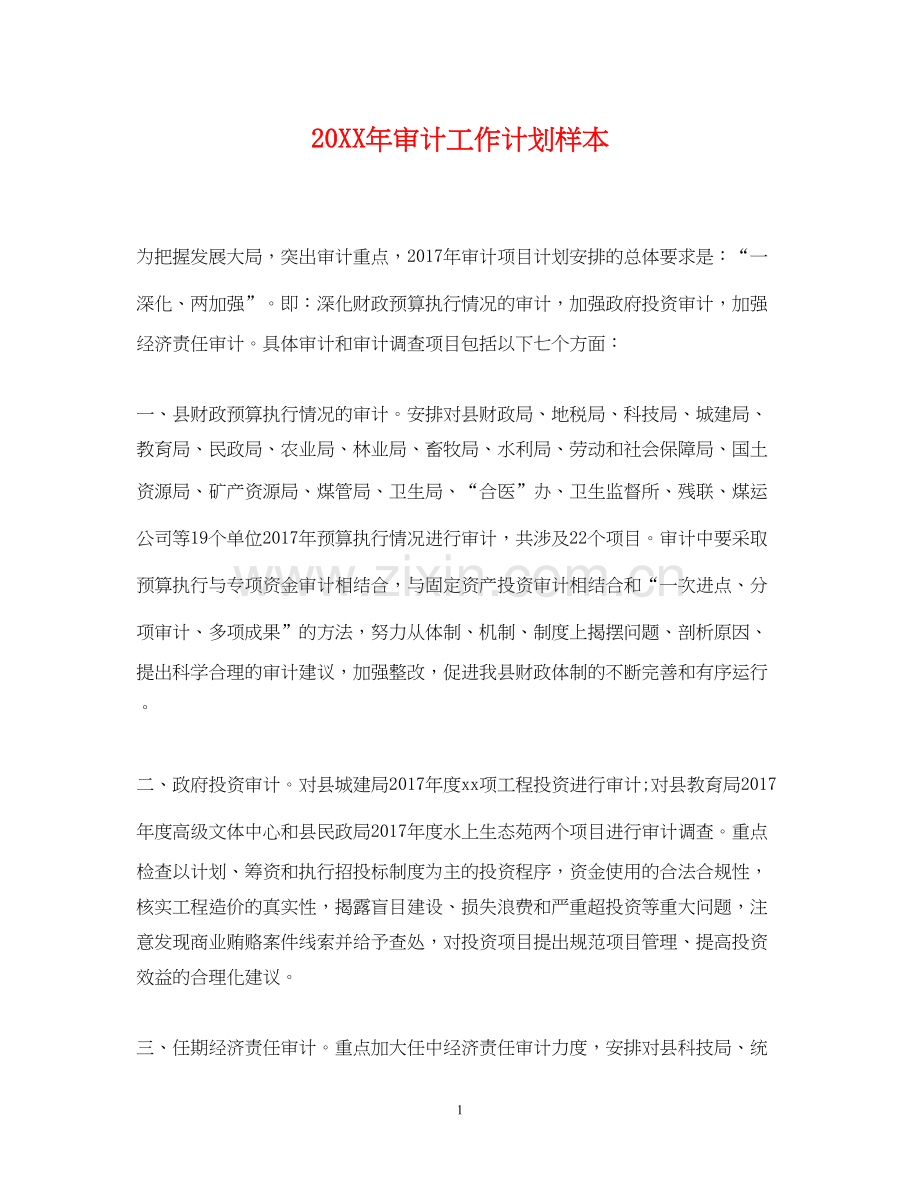 审计工作计划样本.docx_第1页