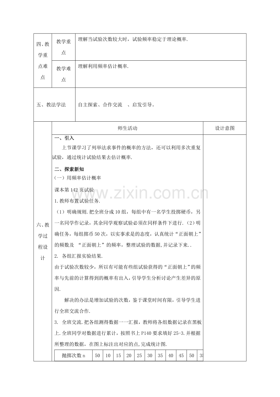 九年级数学上册 25.3 用频率估计概率教案 （新版）新人教版-（新版）新人教版初中九年级上册数学教案.doc_第2页