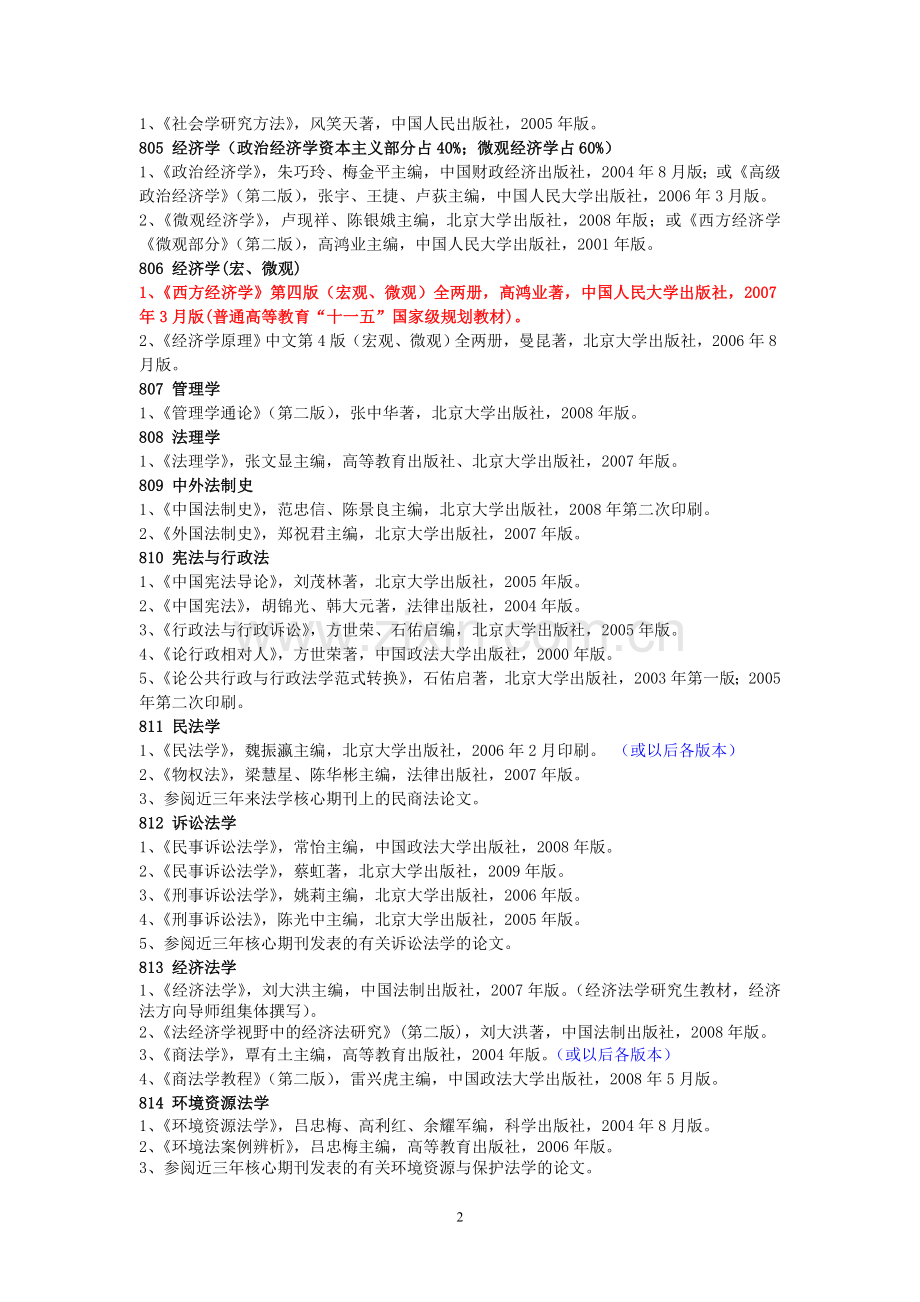 中南财大初试参考书目.doc_第2页