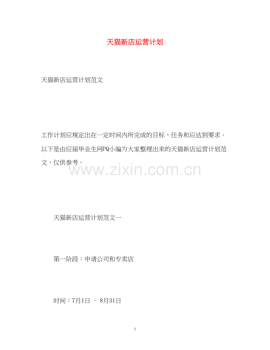 天猫新店运营计划.docx_第1页