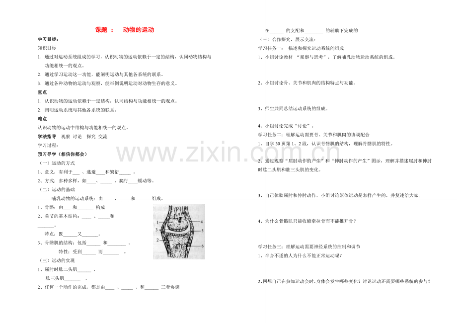 八年级生物上册 第二单元2.2动物的运动课件 人教新课标版 课件.doc_第1页