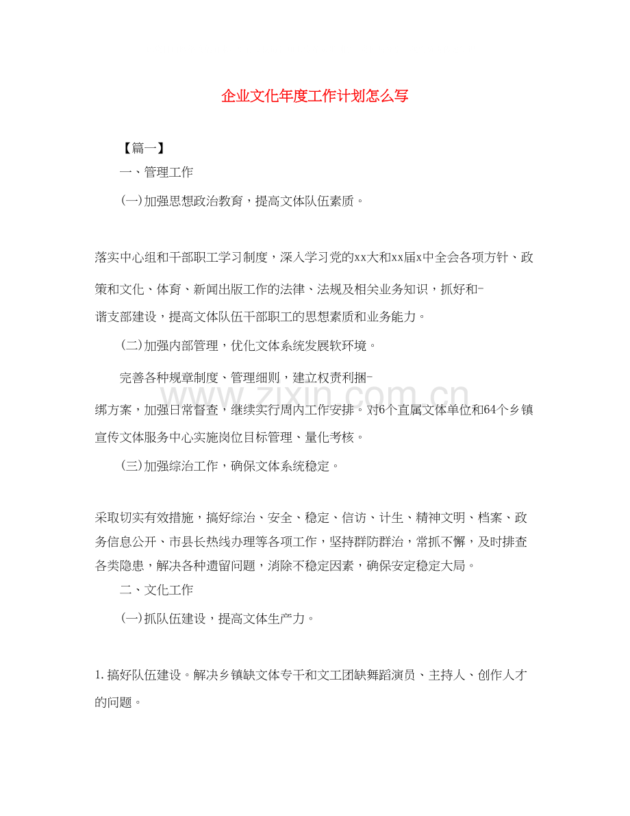 企业文化年度工作计划怎么写.docx_第1页