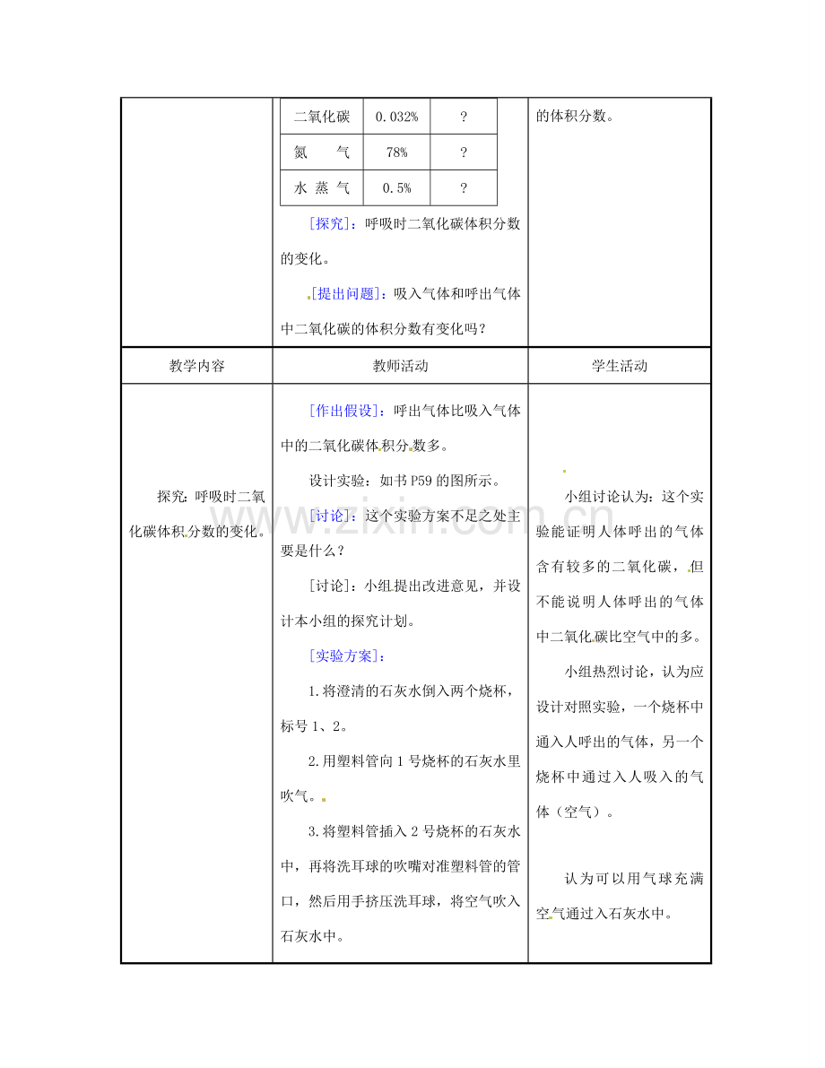 七年级生物下册 第10章第4节人体内的气体交换教案 苏教版.doc_第2页
