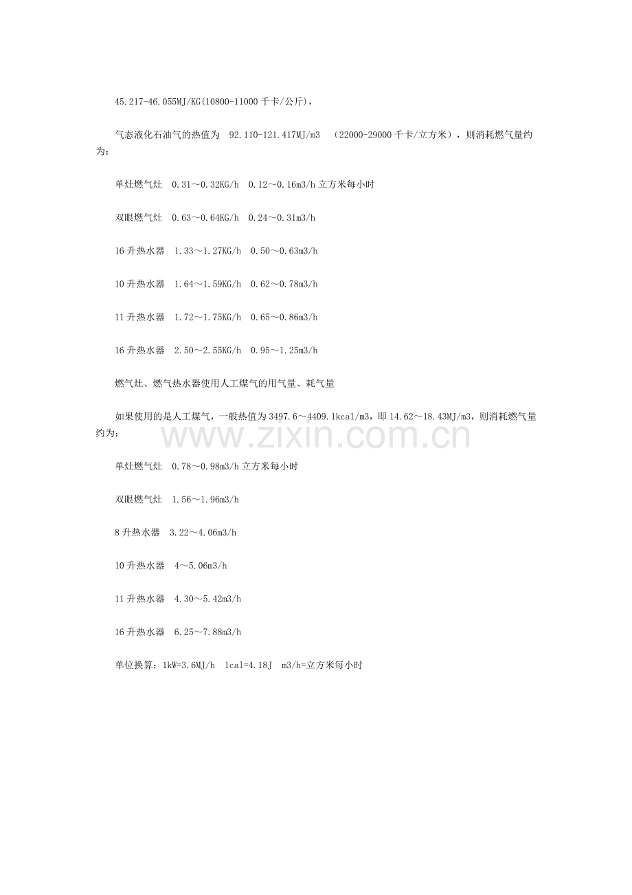 燃气灶、燃气热水器耗气量的估算.doc_第2页
