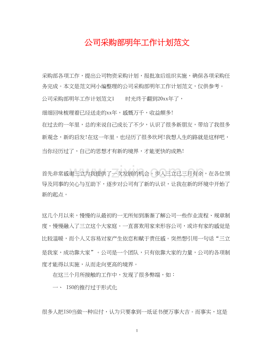 公司采购部明年工作计划范文.docx_第1页