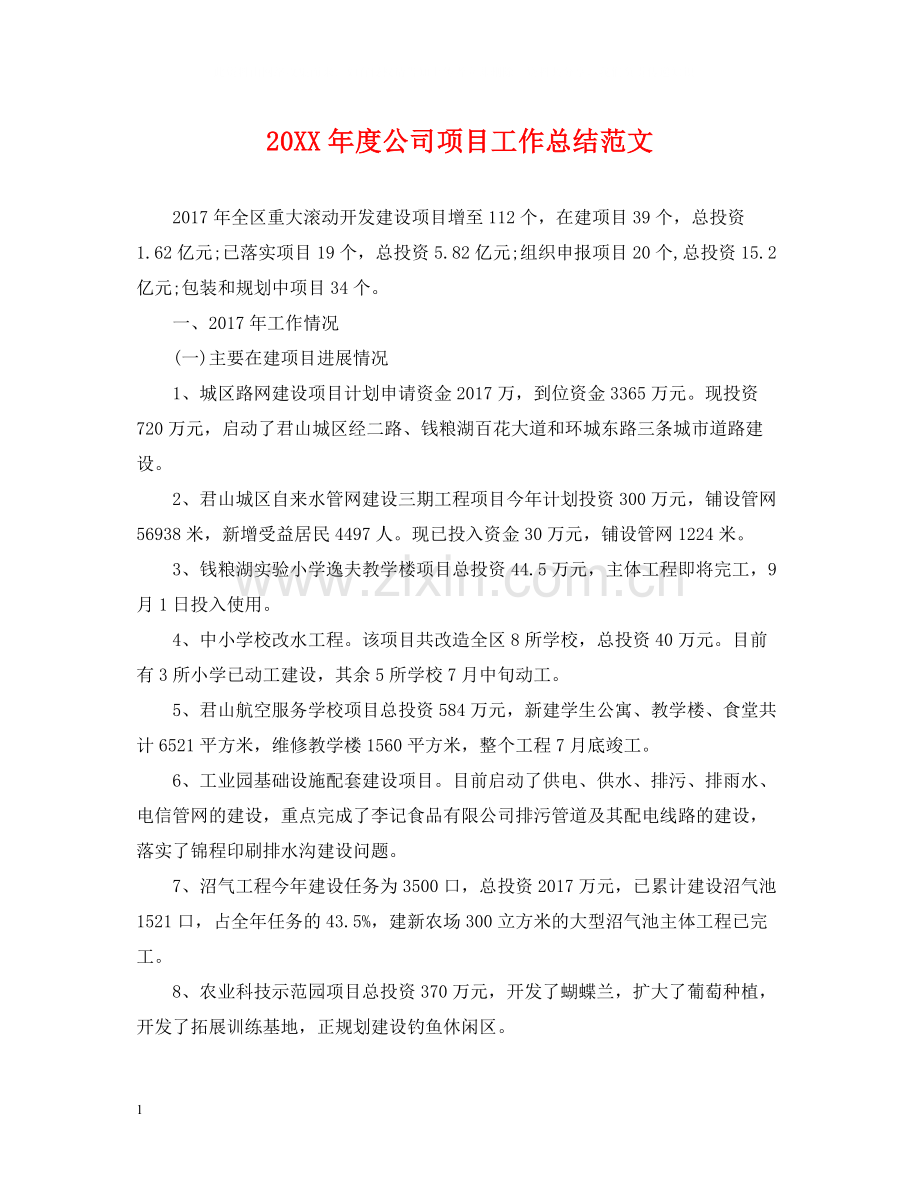 公司项目工作总结范文.docx_第1页