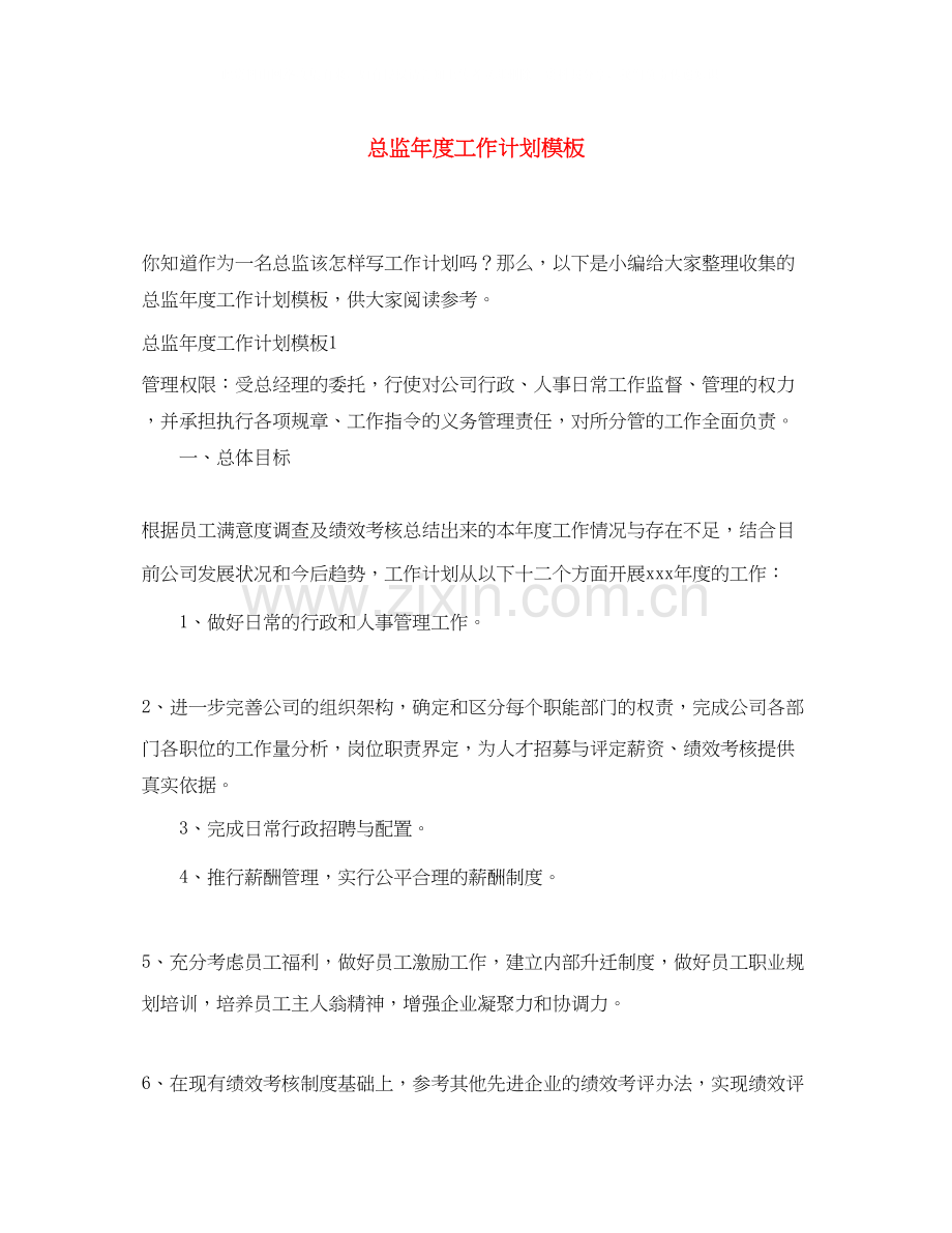 总监年度工作计划模板.docx_第1页