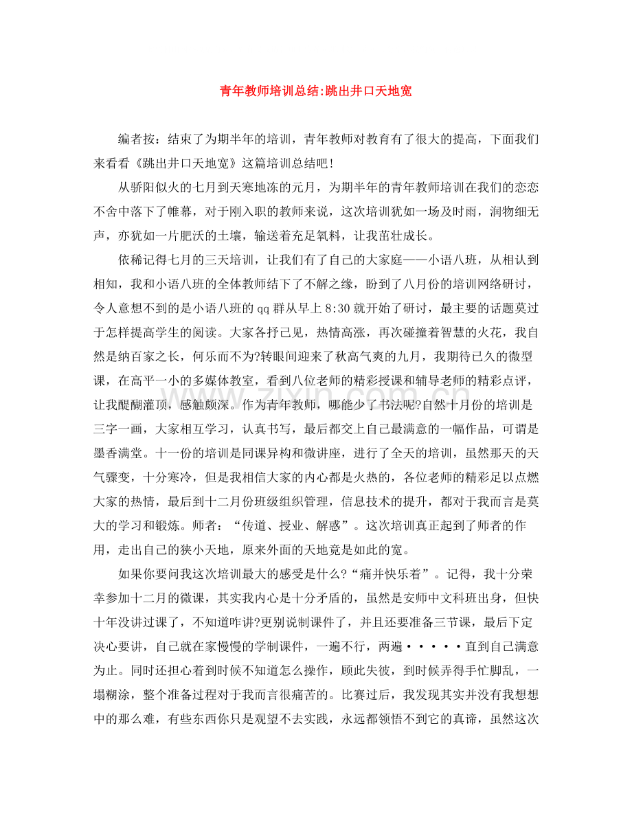青年教师培训总结跳出井口天地宽.docx_第1页