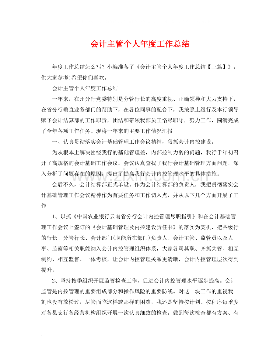 会计主管个人年度工作总结2.docx_第1页