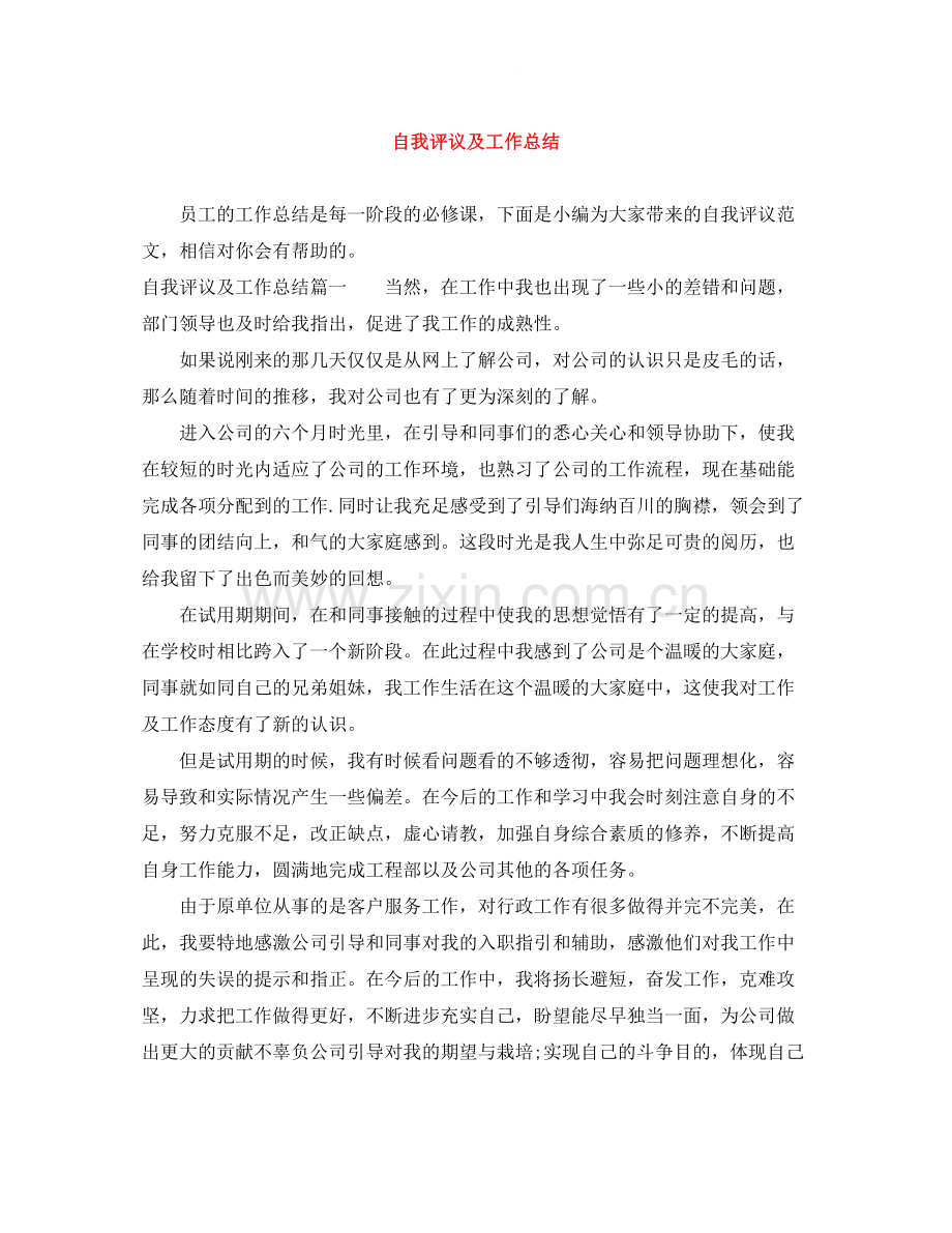 自我评议及工作总结.docx_第1页