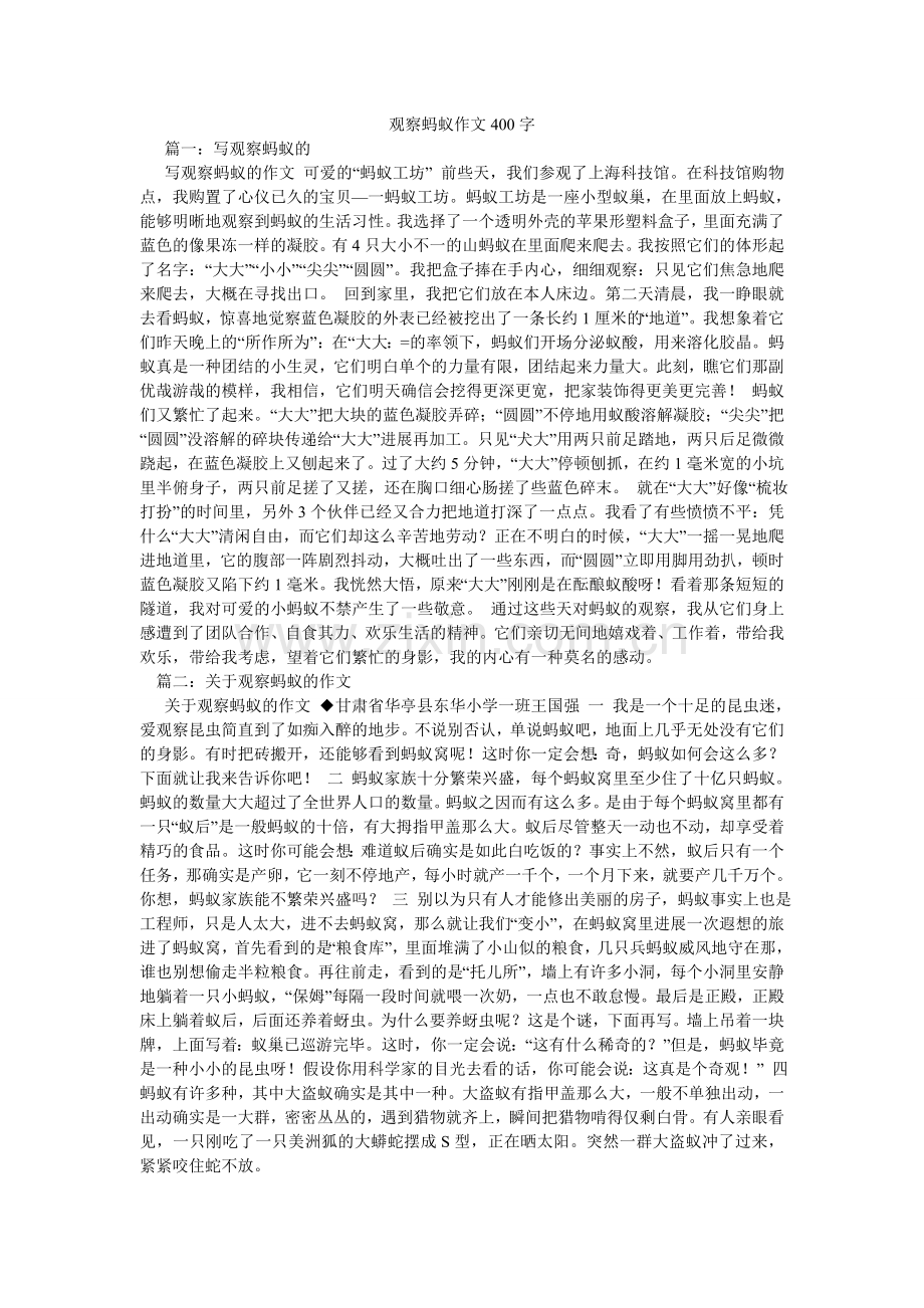 观察蚂蚁作文400字.doc_第1页
