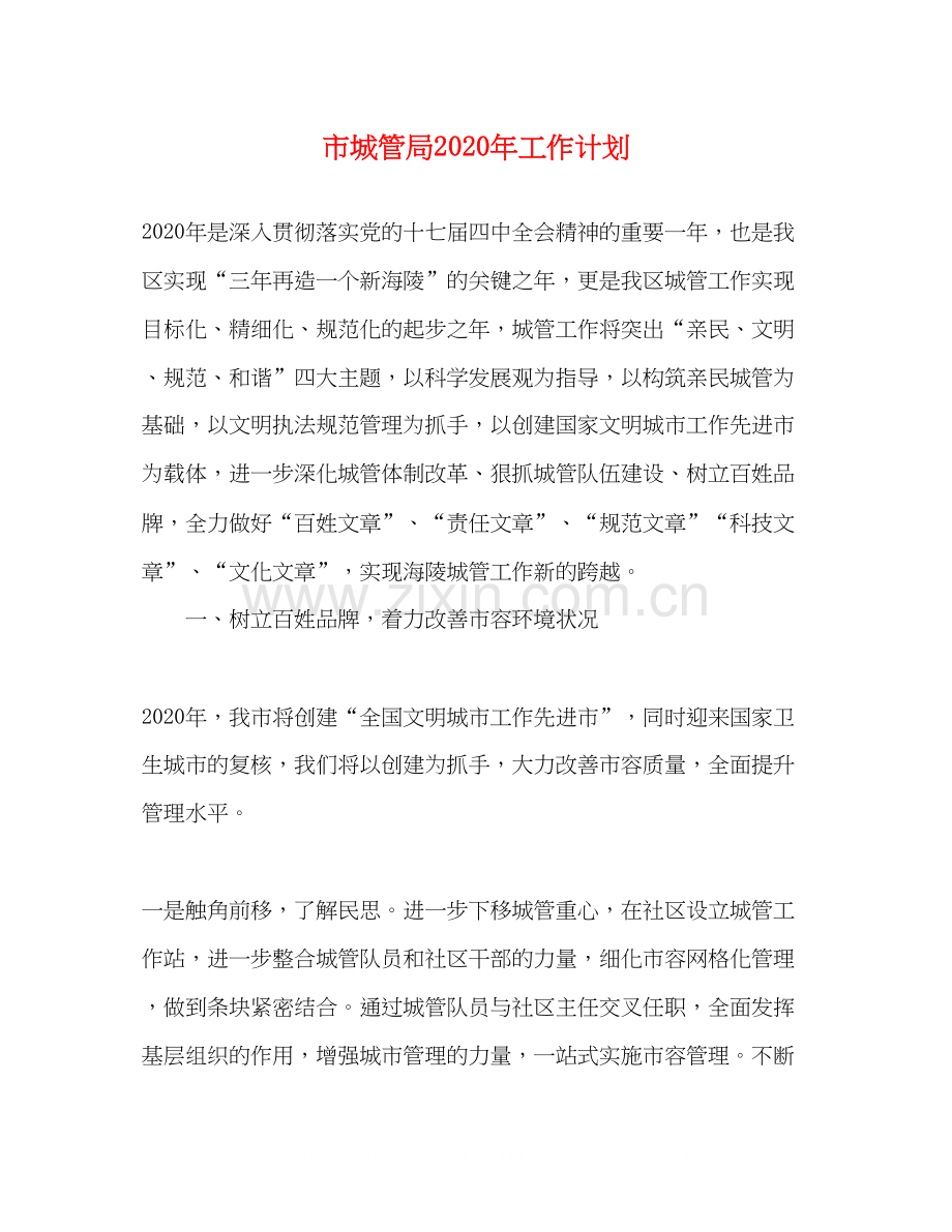 市城管局年工作计划.docx_第1页