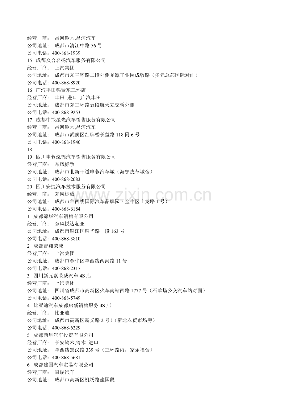 成都4S店信息(全部).doc_第2页