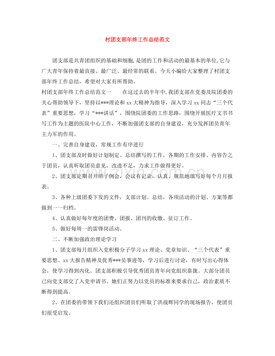村团支部年终工作总结范文.docx_第1页