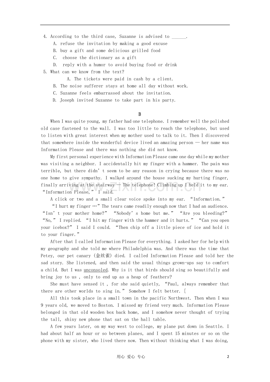 江西省2012届高三英语二轮专项训练-阅读理解(62).doc_第2页