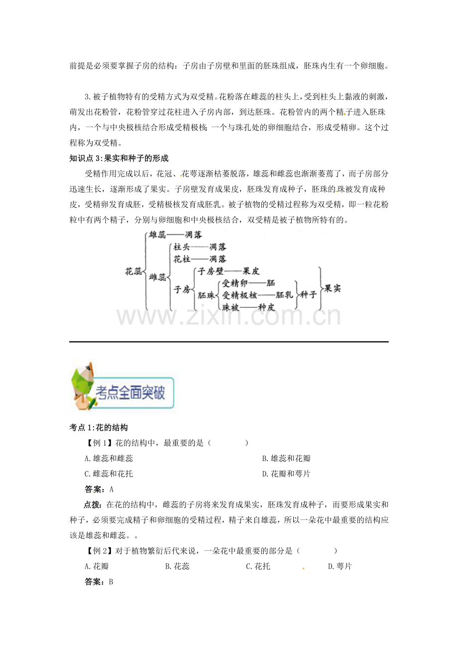 七年级生物上册 3.2.3 开花和结果备课资料 （新版）新人教版-（新版）新人教版初中七年级上册生物教案.doc_第2页