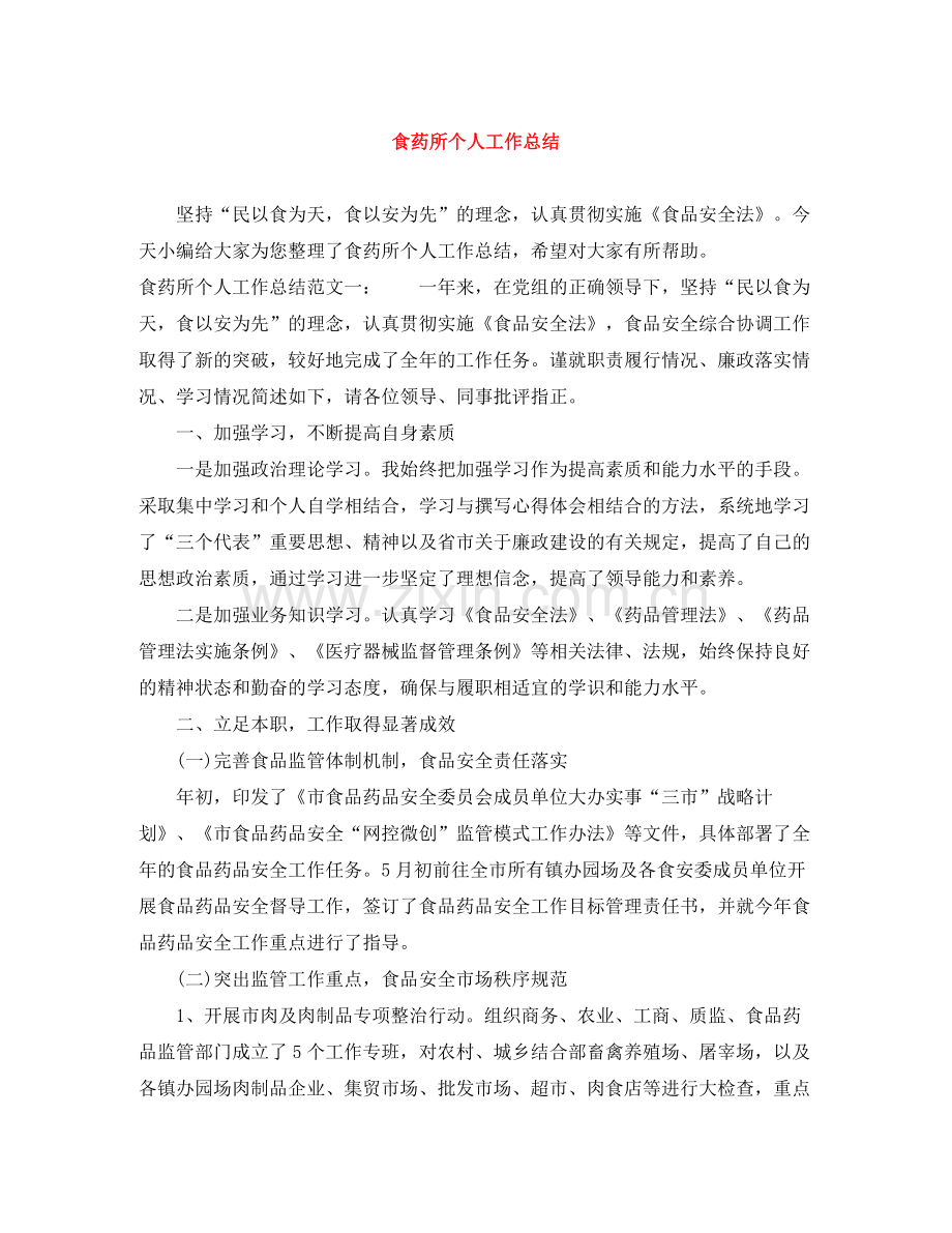 食药所个人工作总结.docx_第1页