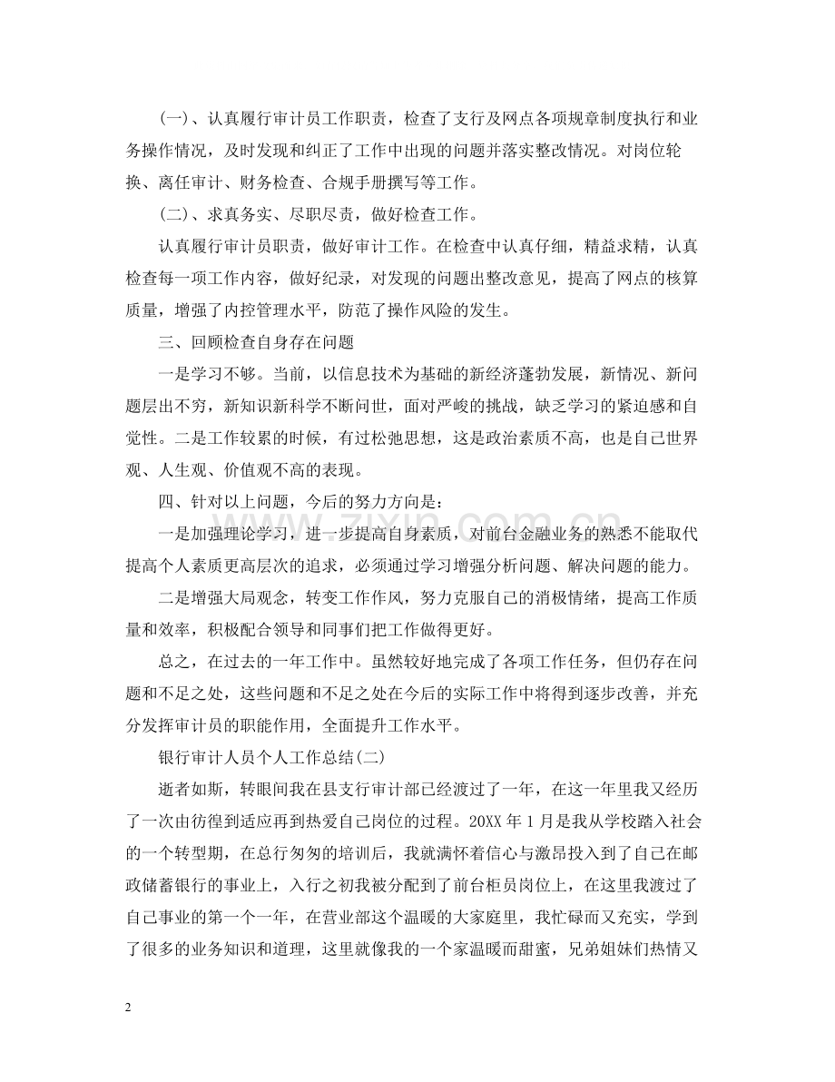 银行审计人员个人工作总结.docx_第2页