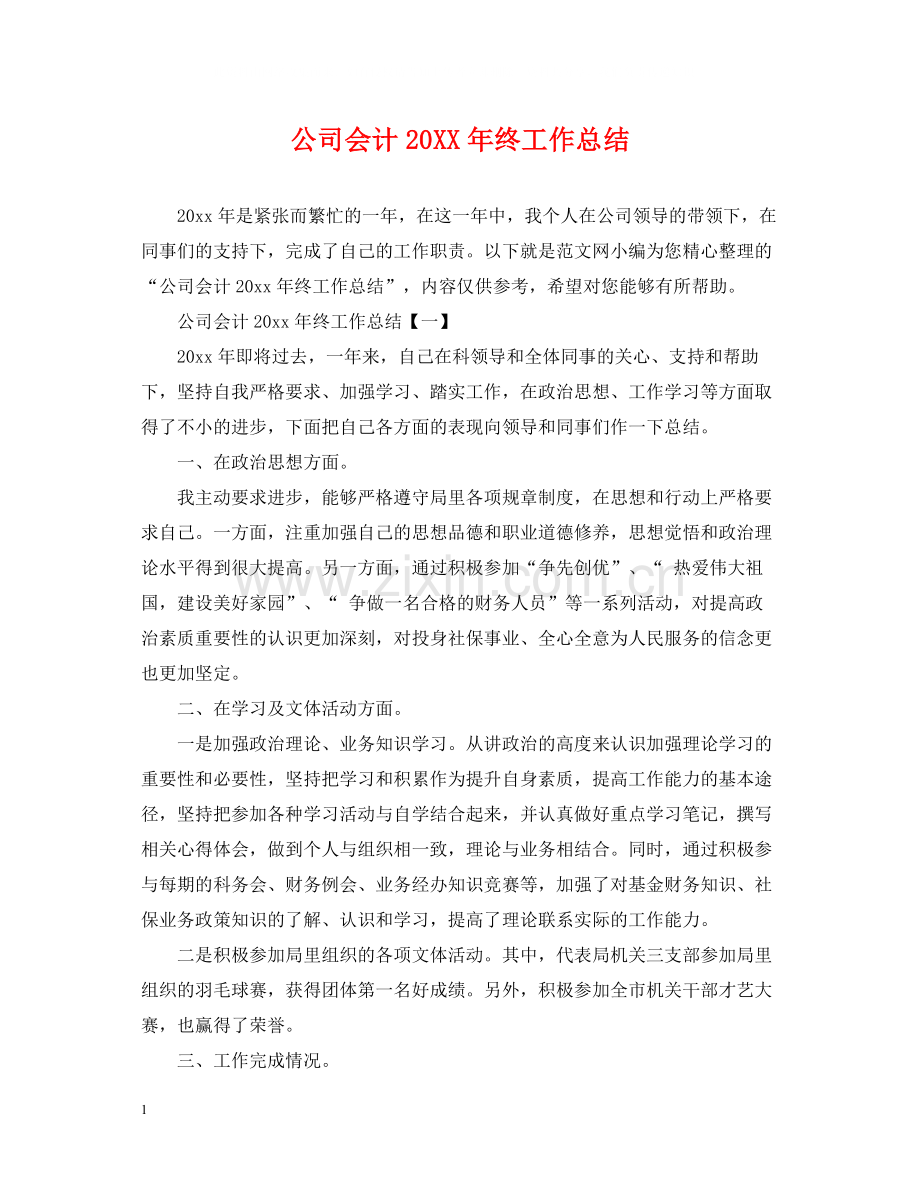 公司会计终工作总结.docx_第1页
