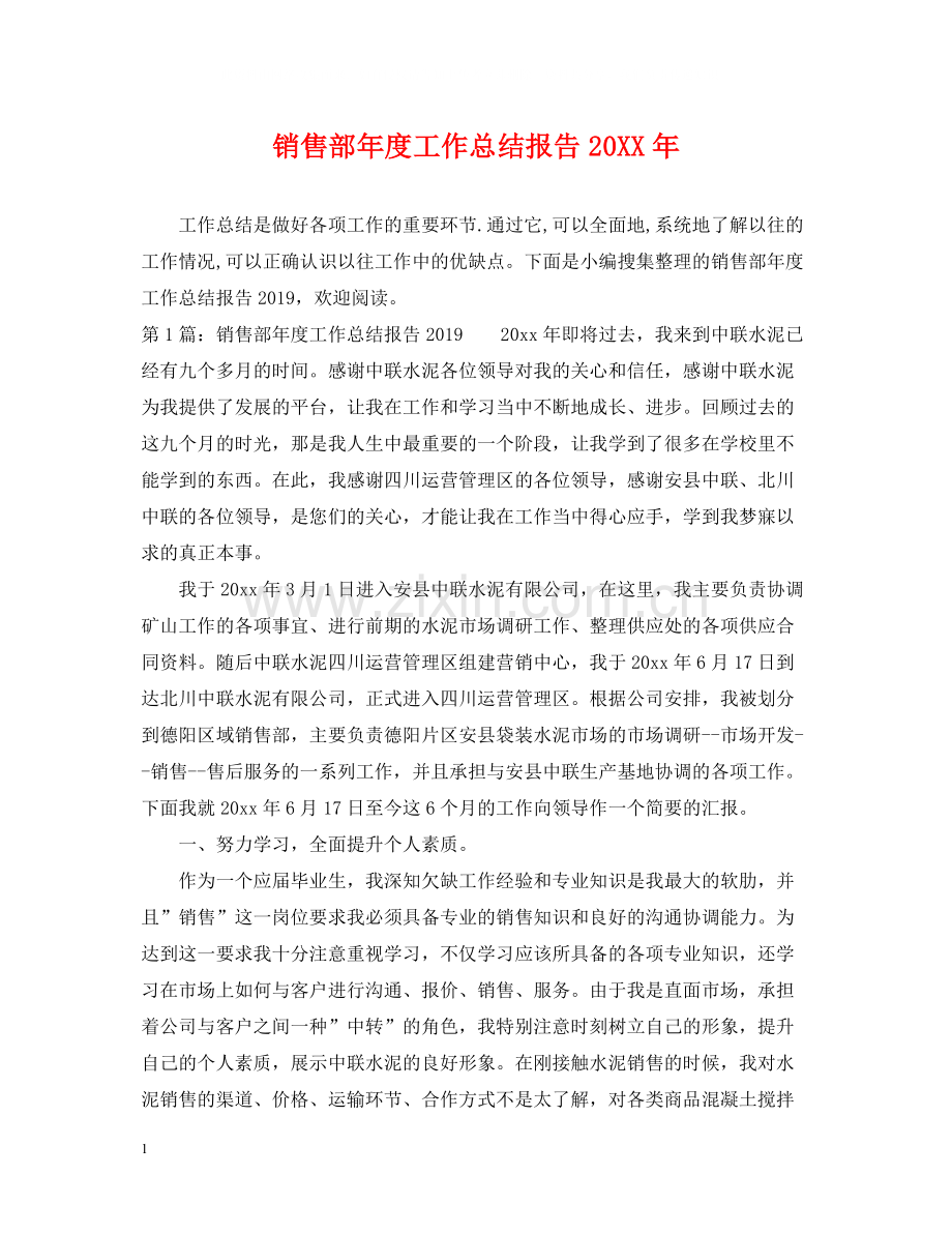 销售部年度工作总结报告2.docx_第1页