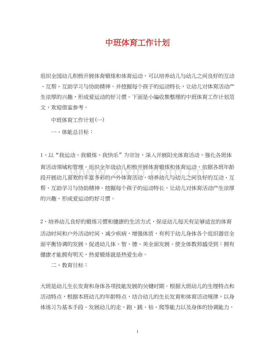 中班体育工作计划.docx_第1页